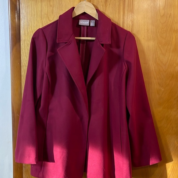 Chico's Jackets & Blazers - Raspberry blazer with 1-button snap closure.
